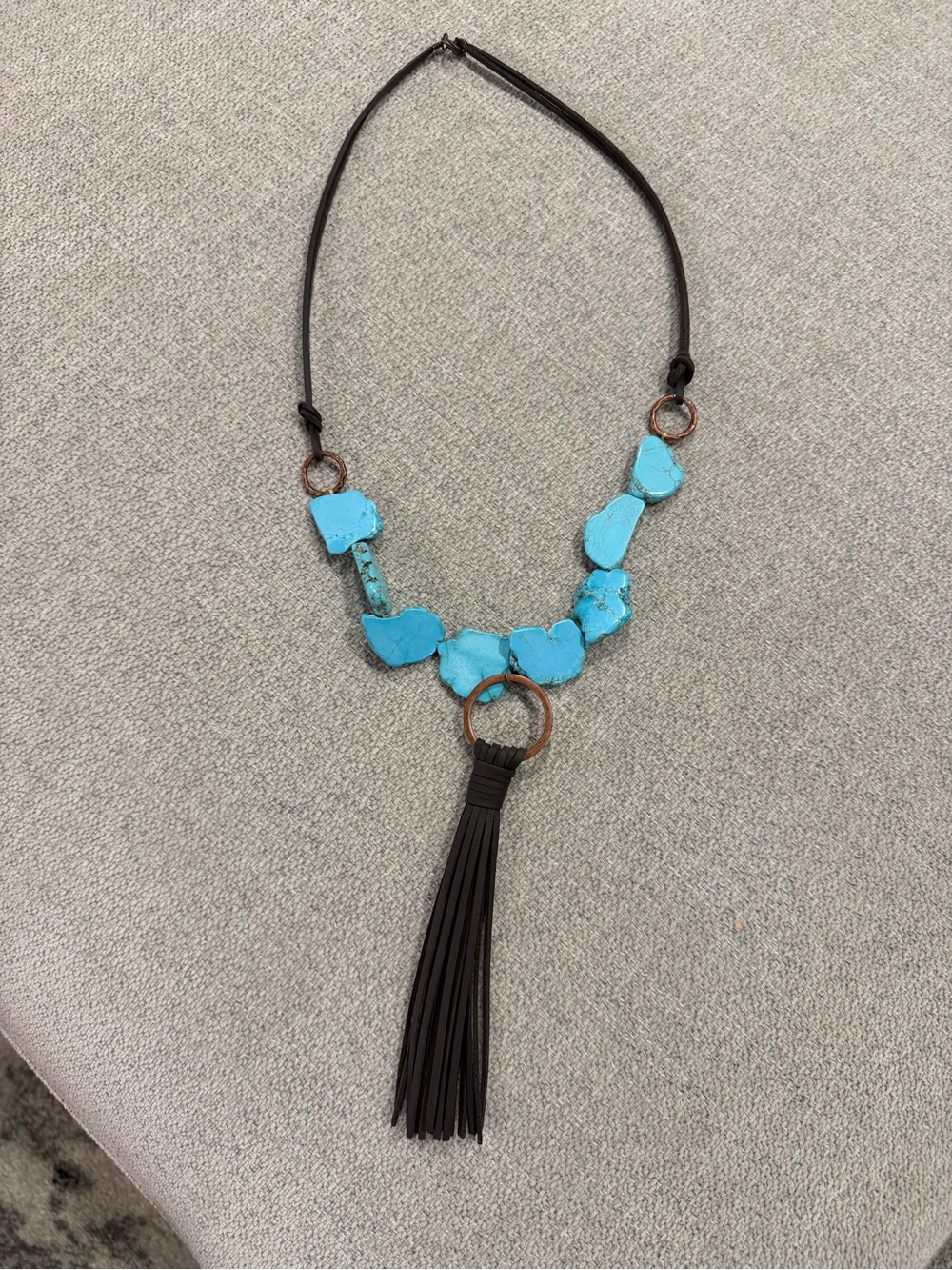 Turquoise Stone Tassel Necklace